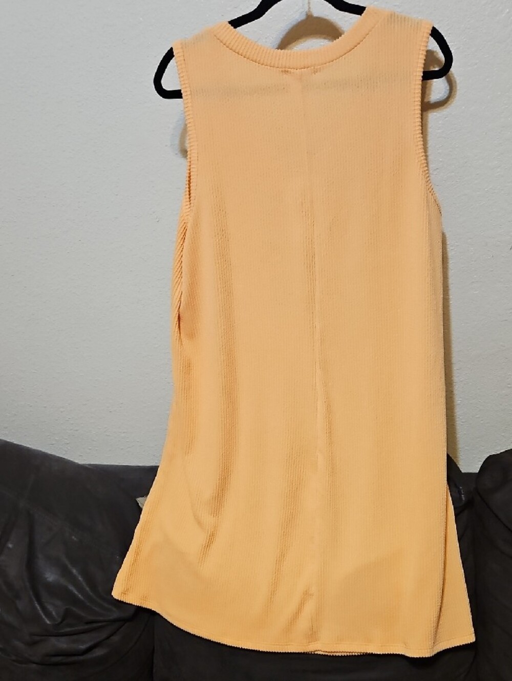 ANDREE BY UNIT Peach-Orange Sleeveless V-Neck Knit Midi Dress SUPER SOFT - Picture 5 of 7